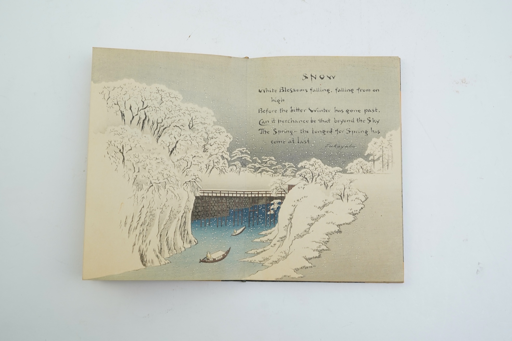 Swords and Blossom Poems from the Japanese, three volumes, done into English verse by Shotaro Kimura and Charlotte M. A. Peake, woodblock illustrations by Japanese artists, Tokyo, T. Hasegawa publisher